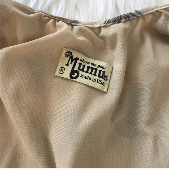 Show Me Your Mumu Tan Feather Print Dress - Picture 4 of 6